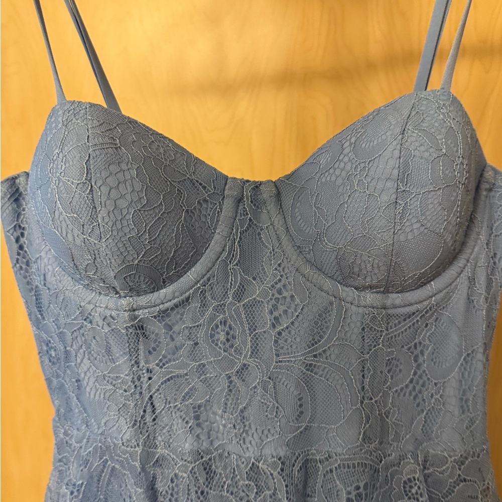 MAJORELLE | Zelda Fitz Gown in Robins Egg Blue | Size Small - Picture 6 of 8